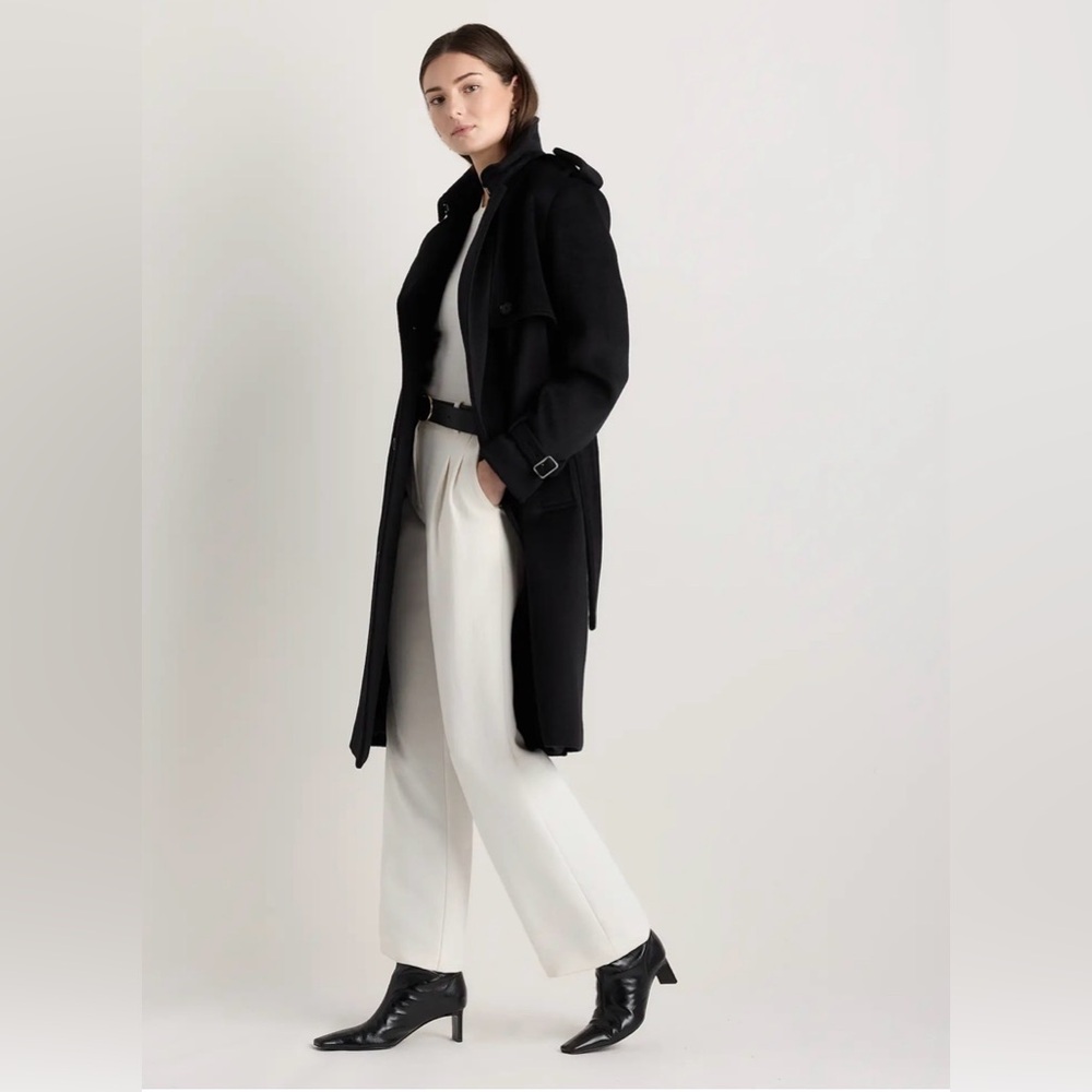 Quince Women’s 100% Mongolian Cashmere Trench Coat Black Outerwear Small New